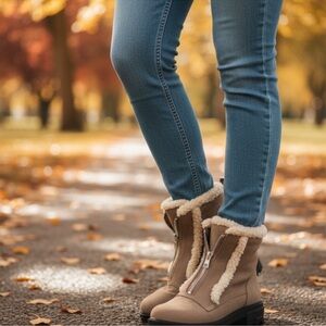 Women's Tan Shearling-Lined Boots